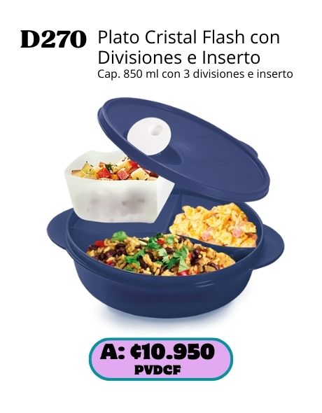 Imagen de Plato Cristal c/div e Inserto Azul (D270) 