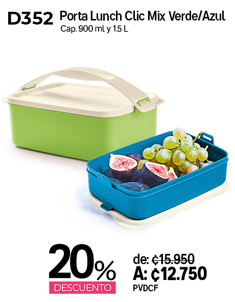 Imagen de Porta Lunch Clic Mix Verde/Azul (D352)