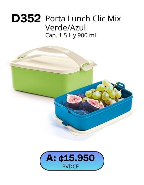 Imagen de Porta Lunch Clic Mix Verde/Azul (D352) 