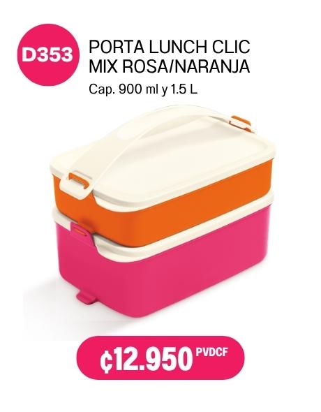 Imagen de Porta Lunch Clic Mix Rosa/Naranja (D353) 