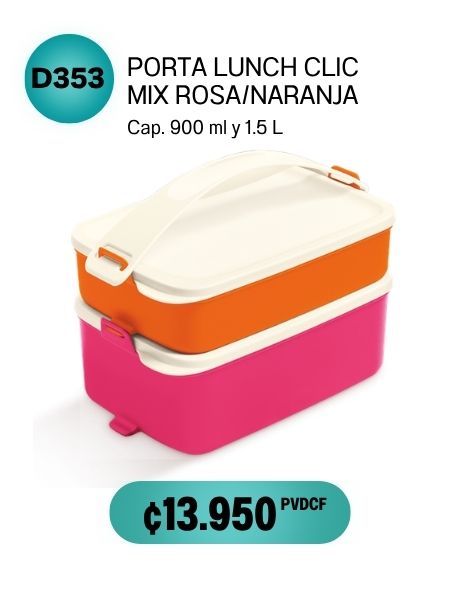 Imagen de Porta Lunch Clic Mix Rosa/Naranja (D353) 