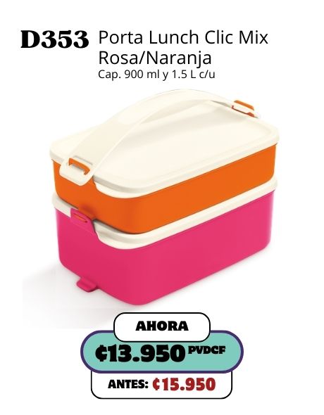 Imagen de Porta Lunch Clic Mix Rosa/Naranja (D353) 