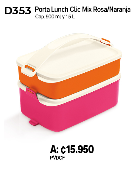Imagen de Porta Lunch Clic Mix Rosa/Naranja (D353) 