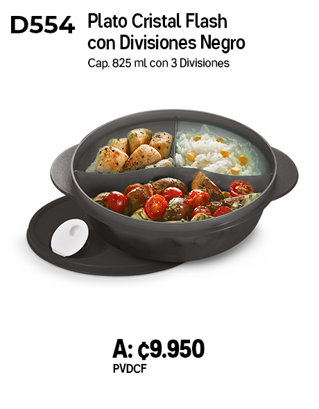 Imagen de Plato Cristal Flash con Divisiones Negro (D554) 