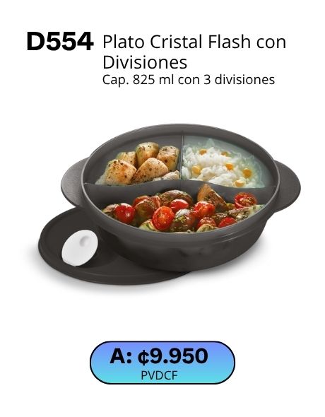 Imagen de Plato Cristal Flash con Divisiones Negro (D554) 