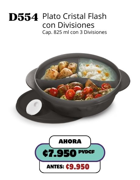 Imagen de Plato Cristal Flash con Divisiones Negro (D554) 